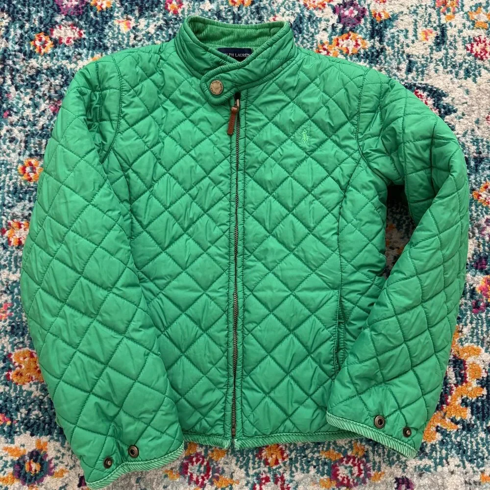 Ralph Lauren Kids Diamond-Quilted Barn Jacket in Green Size‎ Small/7